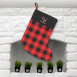 Petite Chaussette De Noël Buffalo Check Red Plaid Petite réserve de Noël<br><div class="desc">Le stockage Buffalo Check Red Plaid est parfait pour un décor festif et cadeau de vacances. Personnalisez avec votre nom et votre initiale.</div>