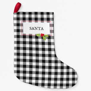 Petite Chaussette De Noël Buffalo Plaid Christmas Holly PÈRE NOËL Classic De
