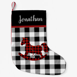 Petite Chaussette De Noël Buffalo Plaid Rocse Horse Christmas Stocking