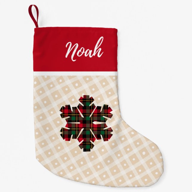 Petite Chaussette De Noël Buffalo script de vérification de plaid Noël nom r (Devant)