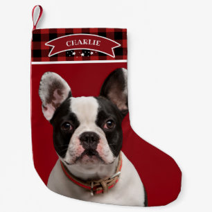 Petite Chaussette De Noël Buffle Bûcheron Motif Photo Personnalisée Chien