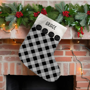 Petite Chaussette De Noël Buffle noir et blanc Plaid Christmas Stocking