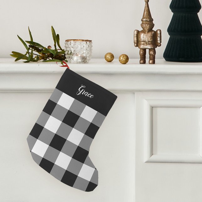 Petite Chaussette De Noël Buffle noir et blanc plaqué personnalisé (Créateur téléchargé)