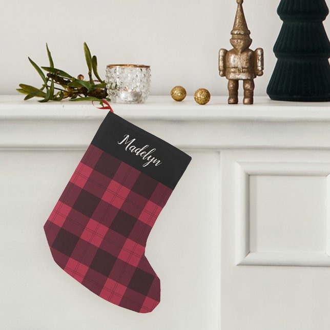Petite Chaussette De Noël Buffle rouge et noir Plaid personnalisé (Créateur téléchargé)