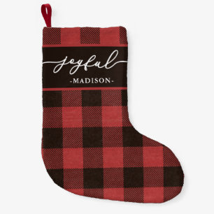 Petite Chaussette De Noël Buffle rouge plaqué avec Joyeux Script Noël