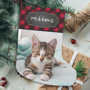 Petite Chaussette De Noël Buffle rouge rustique Plaid Personnalisé Animal P