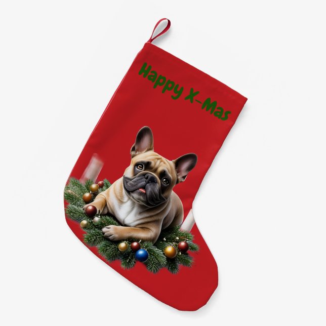 Petite Chaussette De Noël Bulldog français de la couronne de l'Avent (Devant (Accrochage))