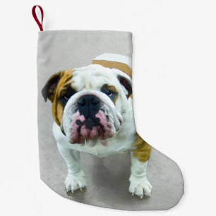 Petite Chaussette De Noël Bulldog Painting - Joli art original chien