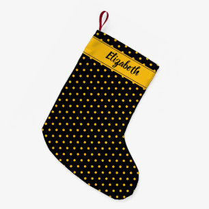 Petite Chaussette De Noël Bumble Bee Noir et Jaune Polka point personnalisé