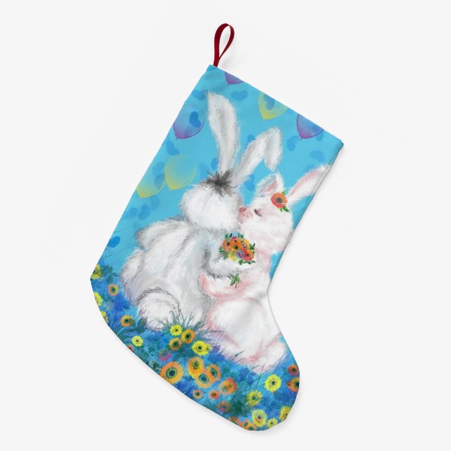 Petite Chaussette De Noël Bunny Noël Stocking cadeau cadeau (Devant (Accrochage))