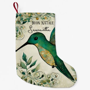 Petite Chaussette De Noël Buon Natale personnalisé Colibri vert italien