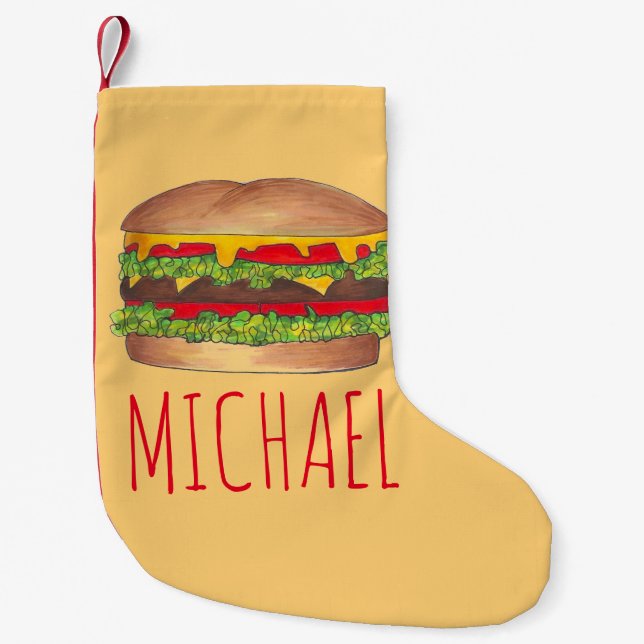 Petite Chaussette De Noël Burger de fromage personnalisé Hamburger Cheesebur (Devant)