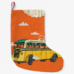 Petite Chaussette De Noël Bus vintage : Arrière-plan de la texture des nuage