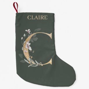 Petite Chaussette De Noël C Monogramme Floral Personnalisé Petit Sto de No