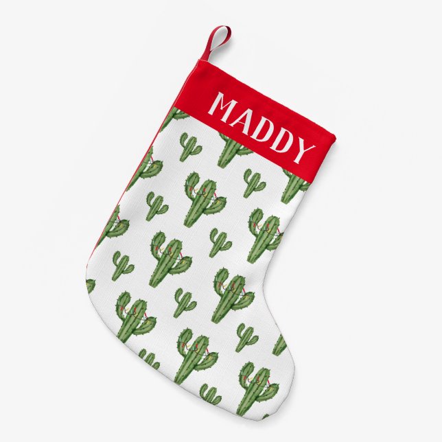 Petite Chaussette De Noël Cactus de Noël Personnalisé Réservation de Noël (Devant (Accrochage))
