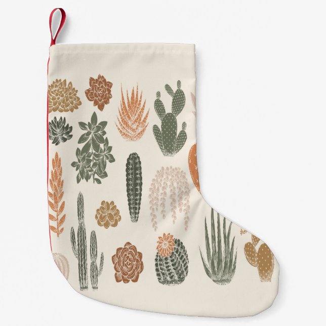 Petite Chaussette De Noël Cactus et succulent motif sans soudure (Devant)