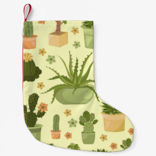 Petite Chaussette De Noël Cactus et succulents motif sans soudure. Housepla