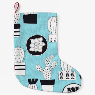 Petite Chaussette De Noël Cactus, succulent : dessin manuel sans couture.