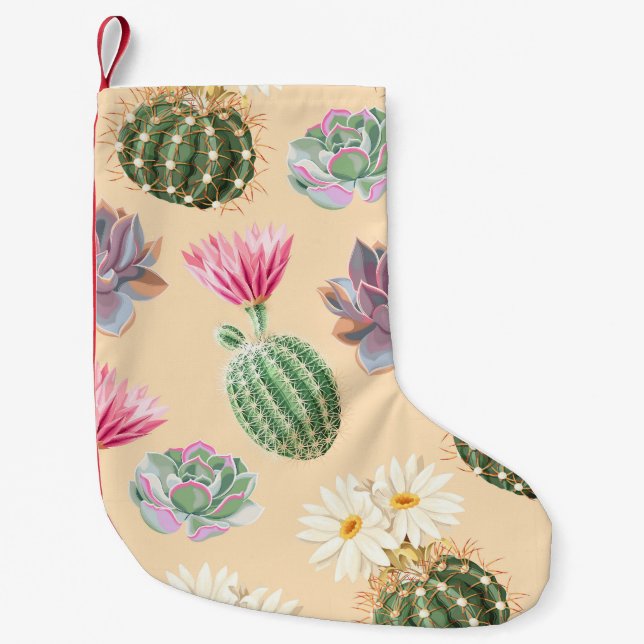 Petite Chaussette De Noël Cactus Succulent : Motif de détail élevé (Devant)