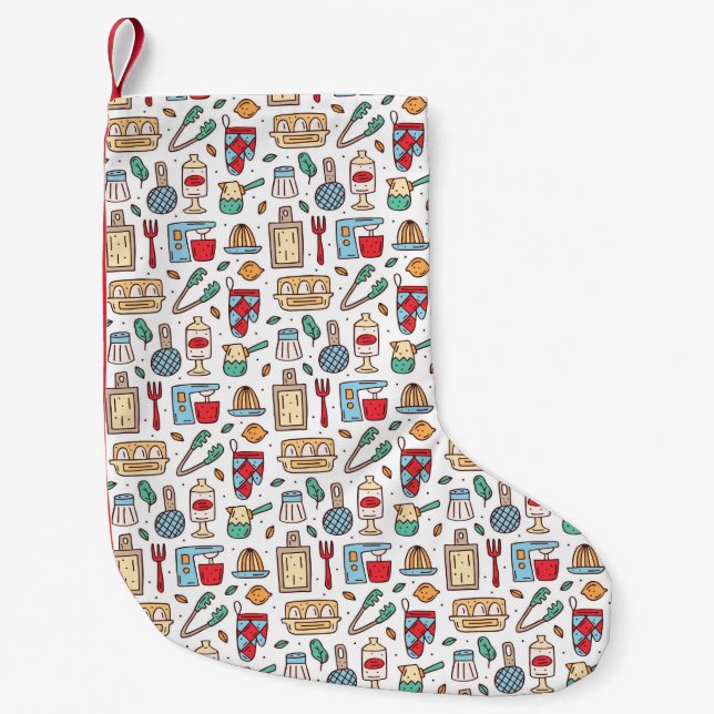 Petite Chaussette De Noël Cadeau Chef | Bonne nourriture à base d'ingrédient (Devant)