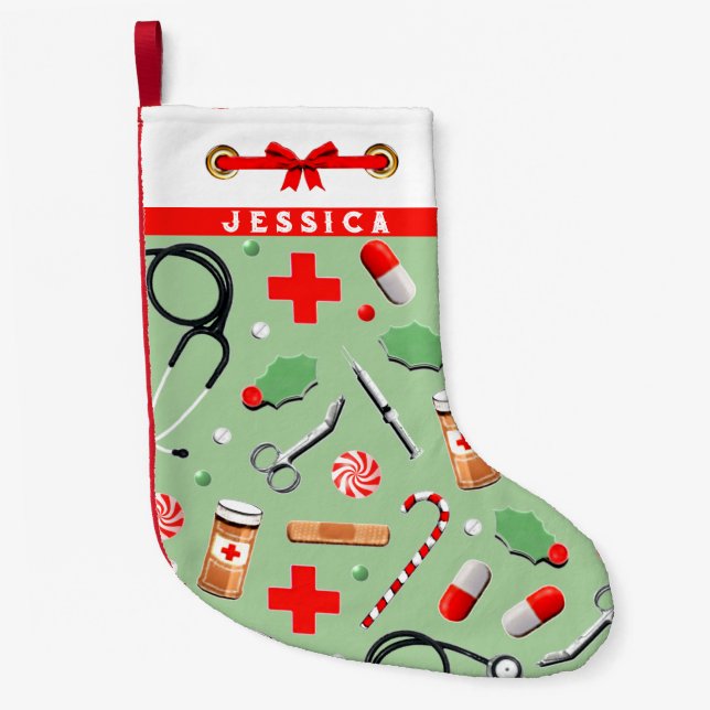 Petite Chaussette De Noël Cadeau de fêtes pour infirmière (Devant)