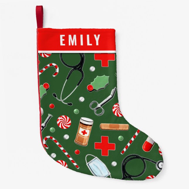 Petite Chaussette De Noël Cadeau de Noël d'infirmière personnalisé (Devant)