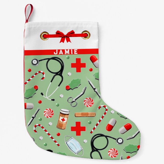 Petite Chaussette De Noël Cadeau de Noël pour infirmière (Devant)