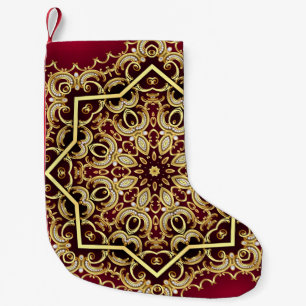 Petite Chaussette De Noël Cadre élégant : perle et or.