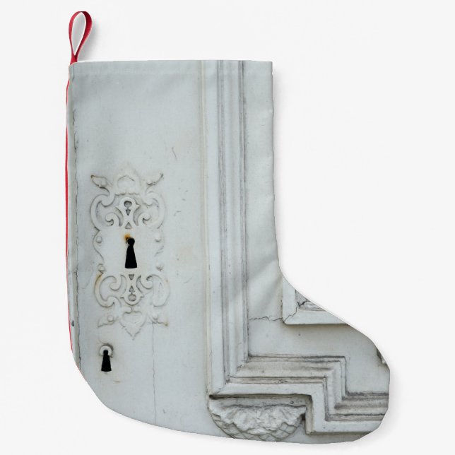 Petite Chaussette De Noël Cadre en bois blanc (Devant)