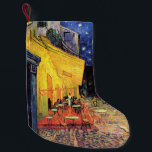 Petite Chaussette De Noël Café Terrasse à la nuit par Vincent van Gogh<br><div class="desc">Le Café Terrace sur la Place du Forum de Vincent van Gogh est un post impressionnisme d'art vintage, une peinture architecturale de paysage urbain. Vue extérieure d'un restaurant avec tables, chaises, serveurs et personnes à manger. Une belle nuit avec des étoiles dans le ciel à Arles, France. À propos de...</div>