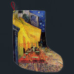 Petite Chaussette De Noël Café Terrasse à la nuit par Vincent van Gogh<br><div class="desc">Le Café Terrace sur la Place du Forum de Vincent van Gogh est un post impressionnisme d'art vintage, une peinture architecturale de paysage urbain. Vue extérieure d'un restaurant avec tables, chaises, serveurs et personnes à manger. Une belle nuit avec des étoiles dans le ciel à Arles, France. À propos de...</div>
