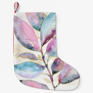 Petite Chaussette De Noël Cahier à spirale de feuilles botaniques à l'aquare