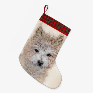 Petite Chaussette De Noël Cairn Terrier Peinture Chiot - Art Chien original