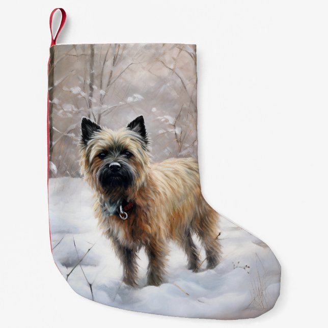 Petite Chaussette De Noël Cairn Terrier Qu'Il Neige Noël (Devant)