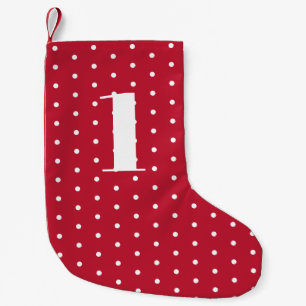 Petite Chaussette De Noël Calendrier de Noël de l'Avent Rouge blanc Polka po