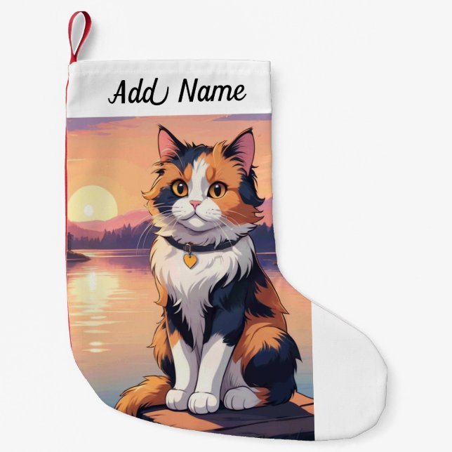 Petite Chaussette De Noël Calico Cat (Devant)