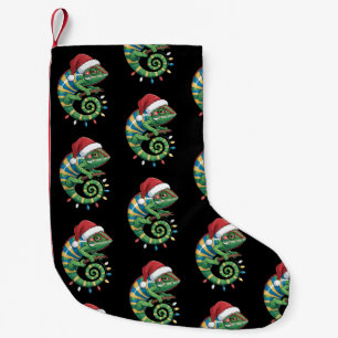 Petite Chaussette De Noël Caméléon de Noël Chapeau de Père Noël Xmas Reptile