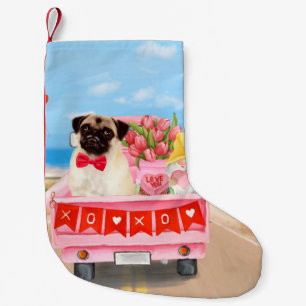 Petite Chaussette De Noël Camion de la Saint-Valentin Cœurs de Chien Carlin