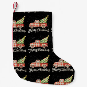 Petite Chaussette De Noël Camion de ramassage Buffalo rouge Plaid Joyeux Noë