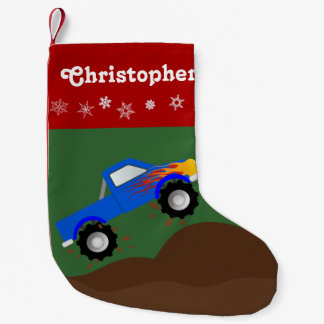Petite Chaussette De Noël Camion Monster bleu personnalisé