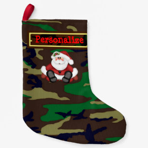 Petite Chaussette De Noël Camo de Noël américain Woodland avec le Père Noël