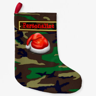 Petite Chaussette De Noël Camo de Noël de bois des États-Unis Stocking avec 