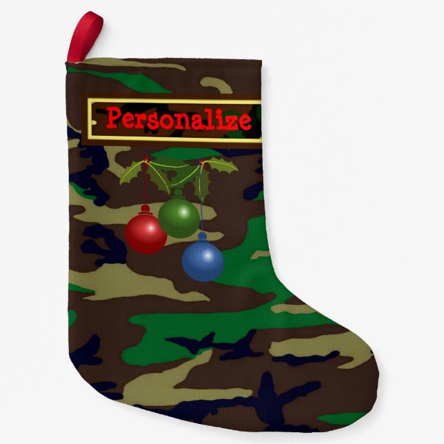 Petite Chaussette De Noël Camo de Noël en bois des États-Unis Stocking avec  (Devant)