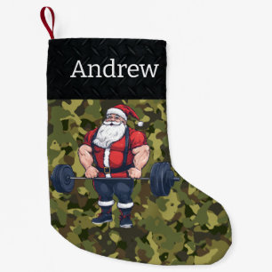 Petite Chaussette De Noël Camo Poids Père Noël Barbell Gym Cool Fitness