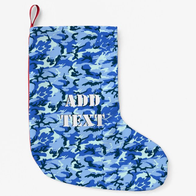 Petite Chaussette De Noël Camouflage bleu ciel Woodland (Devant)