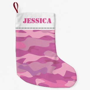 Petite Chaussette De Noël Camouflage de l'armée rose fillette ensachement de