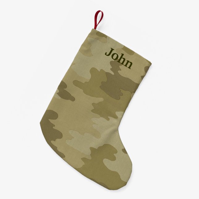 Petite Chaussette De Noël Camouflage Lumière Personnalisé Stockage de Noël (Devant (Accrochage))