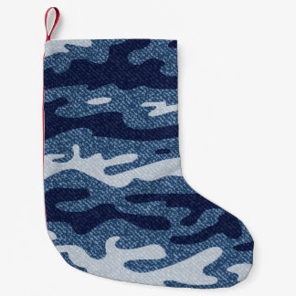Petite Chaussette De Noël Camouflage tacheté Denim Jeans Motif