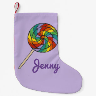 Petite Chaussette De Noël Candy Lollipop arc-en-ciel personnalisé Lolly Suck