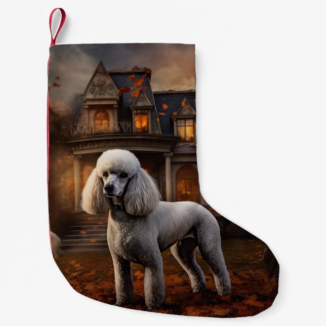 Petite Chaussette De Noël Caniche Halloween Effrayant (Devant)